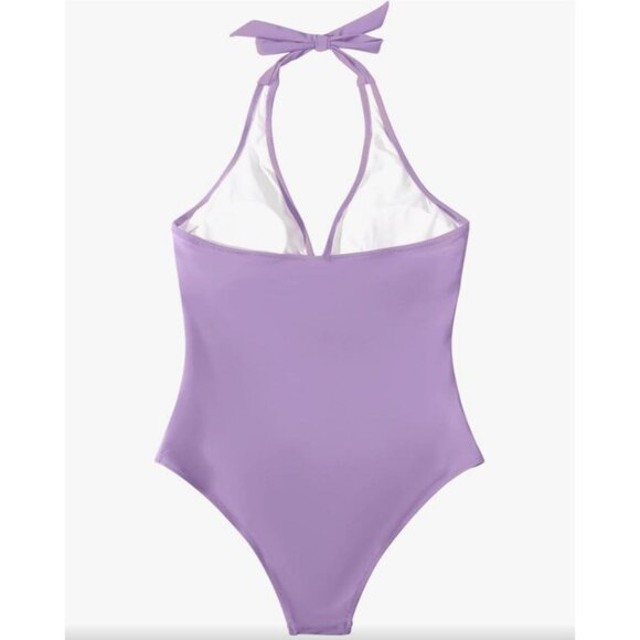 Suuksess Womens Lavender Size S Halter Neck One-Piece Swimsuit Tummy Control - Picture 10 of 12